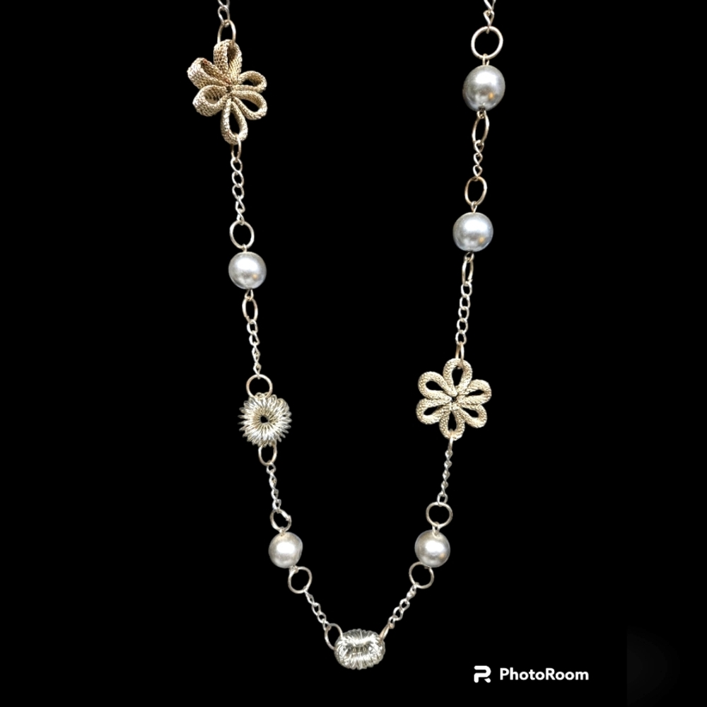 Silver Statement Necklace. Slip it over your head and done.